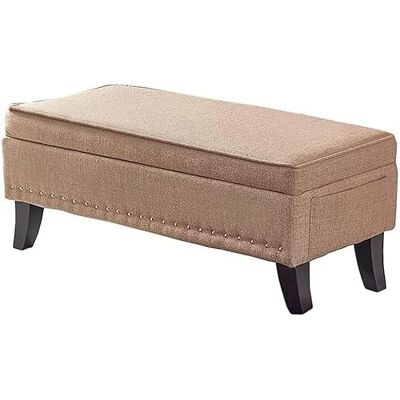 WENWENLEE Banc ottoman de rangement, repose-pieds tapissé, tissu de lin avec 4 pieds en bois, table basse, canapé, repose-pieds tabouret salon blanc cassé (taille : 40 x 40 x 45 cm) WENWENLEE Banc ottoman de rangement, repose-pieds tapissé, tissu de lin avec 4 pieds en bois, table basse, canapé, repose-pieds tabouret salon blanc cassé (taille : 40 x 40 x 45 cm)
