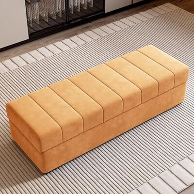 ZJYIGOWL Ottomane Rectangulaire Banquette Ottomane De Rangement En Velours Avec Assise Rembourrée Moelleuse Grande Banquette D'entrée Ou De Pied De Lit Tabouret Repose-pieds(Yellow B,100CM) ZJYIGOWL Ottomane Rectangulaire Banquette Ottomane De Rangement En Velours Avec Assise Rembourrée Moelleuse Grande Banquette D'entrée Ou De Pied De Lit Tabouret Repose-pieds(Yellow B,100CM)