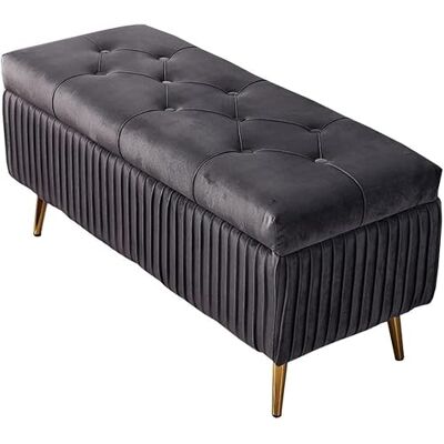 WENWENLEE Ottoman, repose-pieds, tabouret de canapé, boîte de rangement rectangulaire, flanelle douce, design moderne, repose-pieds, plusieurs couleurs disponibles, Ottomans (couleur : gris foncé, WENWENLEE Ottoman, repose-pieds, tabouret de canapé, boîte de rangement rectangulaire, flanelle douce, design moderne, repose-pieds, plusieurs couleurs disponibles, Ottomans (couleur : gris foncé,