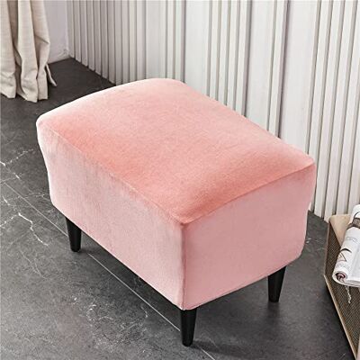 Highdi Housse de tabouret en velours, rectangulaire, extensible, pour ottoman, lavable, rose, 1 pièce Highdi Housse de tabouret en velours, rectangulaire, extensible, pour ottoman, lavable, rose, 1 pièce