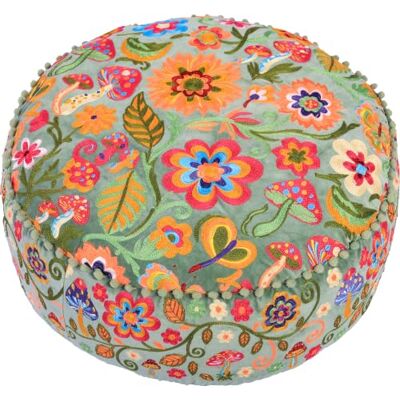 ART Pouf de sol de jardin champignon rétro – Coussin rond en velours avec motif floral psychédélique vif, siège robuste pour salon, chambre d'étudiant et terrasse ART Pouf de sol de jardin champignon rétro – Coussin rond en velours avec motif floral psychédélique vif, siège robuste pour salon, chambre d'étudiant et terrasse