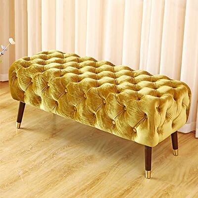 DRFGNF Ottoman de luxe capitonné à boutons avec pieds en métal, beau canapé d'appoint de couleur unie, assise Ben en velours doux rembourré Ben-A 100 x 50 x 45 cm DRFGNF Ottoman de luxe capitonné à boutons avec pieds en métal, beau canapé d'appoint de couleur unie, assise Ben en velours doux rembourré Ben-A 100 x 50 x 45 cm