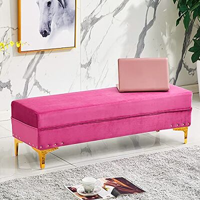 HTDVIG Banc ottoman de rangement luxueux, repose-pieds rembourré en velours, banc de lit avec rangement, banc moderne pour salon, entrée, tabouret à langer, rose, 80 x 40 x 40 cm HTDVIG Banc ottoman de rangement luxueux, repose-pieds rembourré en velours, banc de lit avec rangement, banc moderne pour salon, entrée, tabouret à langer, rose, 80 x 40 x 40 cm