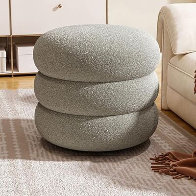 KUANGGE Repose-pieds moderne Sherpa ottoman rond bouclette tabouret de coiffeuse rembourré, tabouret repose-pieds rembourré pour salon, chambre à coucher, canapé (35 x 35 x 22 cm KUANGGE Repose-pieds moderne Sherpa ottoman rond bouclette tabouret de coiffeuse rembourré, tabouret repose-pieds rembourré pour salon, chambre à coucher, canapé (35 x 35 x 22 cm