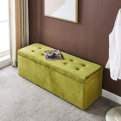 HTDVIG Banc ottoman de rangement moderne en velours de qualité supérieure avec espace de rangement, pour salon, entrée, repose-pieds confortable, vert clair, 60 x 40 x 40 cm HTDVIG Banc ottoman de rangement moderne en velours de qualité supérieure avec espace de rangement, pour salon, entrée, repose-pieds confortable, vert clair, 60 x 40 x 40 cm