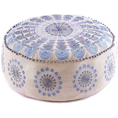 ART Décoratif Coussin de Sol Rembourrage Non Inclus 60x20cm Ronde Coton Boho Chic Indien Pouf Tabouret Décor Fait Main Broderie Bleu ART Décoratif Coussin de Sol Rembourrage Non Inclus 60x20cm Ronde Coton Boho Chic Indien Pouf Tabouret Décor Fait Main Broderie Bleu