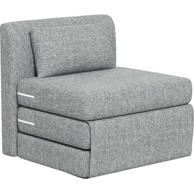 HOMCOM Fauteuil Convertible 1 Place Chauffeuse Coussin Inclus 240 kg Gris Fauteuil Paresseux Une Place, Matelas Tri-Dépliant, pour Invités, Salon, Tissu Lin HOMCOM Fauteuil Convertible 1 Place Chauffeuse Coussin Inclus 240 kg Gris Fauteuil Paresseux Une Place, Matelas Tri-Dépliant, pour Invités, Salon, Tissu Lin