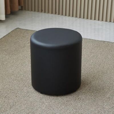 SHIJHUI Tabouret de changement de chaussures, ottoman rond, repose-pieds, pour canapé d'invité, rembourrage en éponge douce, imperméable, cuir synthétique, noir, 30 cm de haut x 30 cm de large SHIJHUI Tabouret de changement de chaussures, ottoman rond, repose-pieds, pour canapé d'invité, rembourrage en éponge douce, imperméable, cuir synthétique, noir, 30 cm de haut x 30 cm de large
