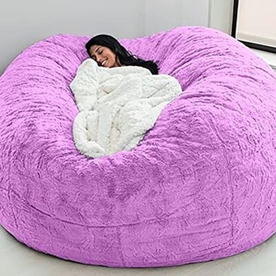 WTUYJN Housse de pouf sans rembourrage, en fausse fourrure douce, housse de canapé ronde, pour meubles de salon WTUYJN Housse de pouf sans rembourrage, en fausse fourrure douce, housse de canapé ronde, pour meubles de salon
