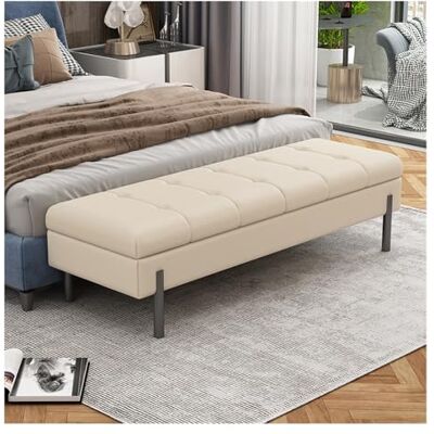 SYJKOO Banc de chambre à coucher pour bout de lit, banc de rangement en tissu rembourré avec charnière de sécurité, repose-pieds rembourré, banc ottoman pour salon et lit SYJKOO Banc de chambre à coucher pour bout de lit, banc de rangement en tissu rembourré avec charnière de sécurité, repose-pieds rembourré, banc ottoman pour salon et lit