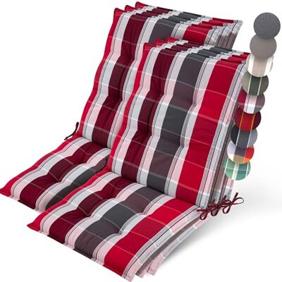 Beautissu 6X Premium coussin chaise jardin dossier bas avec sangles 100x50cm 8cm épaisseur rouge anthracite rayé tissu robuste antidérapant résistance aux UV fauteuil Fixation galette Sun-NL Beautissu 6X Premium coussin chaise jardin dossier bas avec sangles 100x50cm 8cm épaisseur rouge anthracite rayé tissu robuste antidérapant résistance aux UV fauteuil Fixation galette Sun-NL