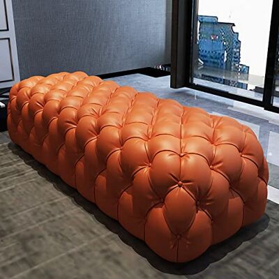 DRFGNF Repose-pieds en cuir Ottoman Ben luxueux avec boutons Repose-pieds rectangulaire décoratif confortable Décoration rembourrée Ben Entrée Chambre à coucher Orange 100 x 45 x 42 cm DRFGNF Repose-pieds en cuir Ottoman Ben luxueux avec boutons Repose-pieds rectangulaire décoratif confortable Décoration rembourrée Ben Entrée Chambre à coucher Orange 100 x 45 x 42 cm