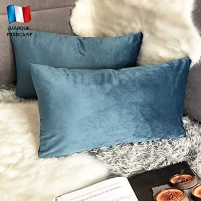 Douceur De Plumes Lot de 2 Housse de Coussin Bleu Canard Velours 30x50 cm Uni, Taie d'oreiller Rectangulaire Doux et Moderne pour Salon Scandinave Canapé (2 Bleu Canard) Douceur De Plumes Lot de 2 Housse de Coussin Bleu Canard Velours 30x50 cm Uni, Taie d'oreiller Rectangulaire Doux et Moderne pour Salon Scandinave Canapé (2 Bleu Canard)