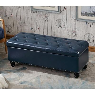 LIHDNGXM Banc ottoman de rangement grande capacité avec charnière de sécurité, banc rembourré pour pied de lit, assise d’entrée et repose-pieds de salon(Blue,80x45x45cm) LIHDNGXM Banc ottoman de rangement grande capacité avec charnière de sécurité, banc rembourré pour pied de lit, assise d’entrée et repose-pieds de salon(Blue,80x45x45cm)