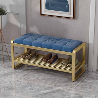 KaBuea Banc de chambre à coucher, banc ottoman à 2 couches tapissé, banc d'entrée, repose-pieds en velours, tabouret de chambre à coucher, banc pour salon/chambre/bout de lit KaBuea Banc de chambre à coucher, banc ottoman à 2 couches tapissé, banc d'entrée, repose-pieds en velours, tabouret de chambre à coucher, banc pour salon/chambre/bout de lit