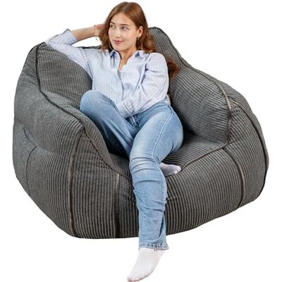 bananair Pouf Salon & Chambre en Velours Côtelé Fauteuil Pouf Cocooning, Élégant & Douillet Idéal pour Coin Lecture ou Cosy (Gris Foncé) bananair Pouf Salon & Chambre en Velours Côtelé Fauteuil Pouf Cocooning, Élégant & Douillet Idéal pour Coin Lecture ou Cosy (Gris Foncé)