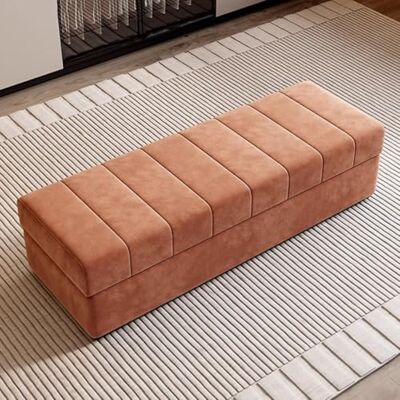 ZJYIGOWL Ottomane Rectangulaire Banquette Ottomane De Rangement En Velours Avec Assise Rembourrée Moelleuse Grande Banquette D'entrée Ou De Pied De Lit Tabouret Repose-pieds(Orange,100CM) ZJYIGOWL Ottomane Rectangulaire Banquette Ottomane De Rangement En Velours Avec Assise Rembourrée Moelleuse Grande Banquette D'entrée Ou De Pied De Lit Tabouret Repose-pieds(Orange,100CM)