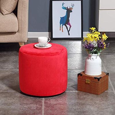 KHLMSRXJ Repose-pieds ottoman rond en velours rembourré confortable avec housse amovible et tabouret antidérapant Rouge 40 x 36 cm KHLMSRXJ Repose-pieds ottoman rond en velours rembourré confortable avec housse amovible et tabouret antidérapant Rouge 40 x 36 cm