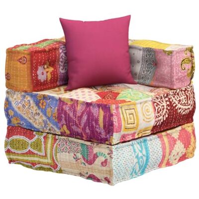 vidaXL Pouf modulaire avec coussin en tissu patchwork vidaXL Pouf modulaire avec coussin en tissu patchwork