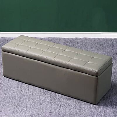 LDTTYRC Banc ottoman de stockage de grande capacité, banc de rangement rectangulaire de salon, chambre à coucher couloir boîte de rangement rectangulaire, pouf en cuir PU rembourré repose-pieds banc LDTTYRC Banc ottoman de stockage de grande capacité, banc de rangement rectangulaire de salon, chambre à coucher couloir boîte de rangement rectangulaire, pouf en cuir PU rembourré repose-pieds banc