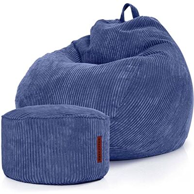 Green Bean ® Lot de 2 poufs d'intérieur XXL + Pouf avec rembourrage en perles EPS Repose-pieds, Coussin de sol, Coussin d'assise Lounge Chair Bleu foncé Green Bean ® Lot de 2 poufs d'intérieur XXL + Pouf avec rembourrage en perles EPS Repose-pieds, Coussin de sol, Coussin d'assise Lounge Chair Bleu foncé