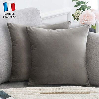 Douceur De Plumes Lot de 2 Housse de Coussin décorative Gris Velours 45x45 cm Uni, Taie d'oreiller Carré Doux et Moderne, Décoration Salon Scandinave Souris Canapé Chambre Lit (2 Gris) Douceur De Plumes Lot de 2 Housse de Coussin décorative Gris Velours 45x45 cm Uni, Taie d'oreiller Carré Doux et Moderne, Décoration Salon Scandinave Souris Canapé Chambre Lit (2 Gris)