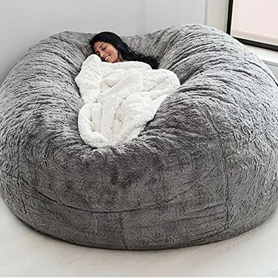 WTUYJN Housse de pouf sans rembourrage, en fausse fourrure douce, housse de canapé ronde, pour meubles de salon WTUYJN Housse de pouf sans rembourrage, en fausse fourrure douce, housse de canapé ronde, pour meubles de salon