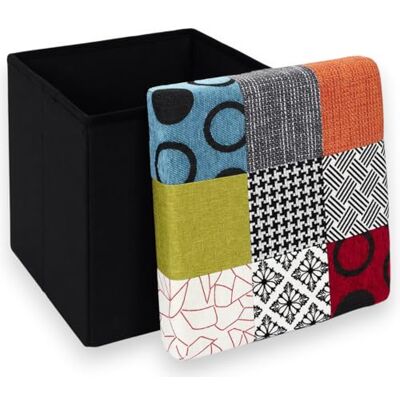 PZL CONCEPT Pouf de Rangement Salon avec Couvercle – Coffre Pliable Carré 38x38x38 cm – Tabouret Repose Pieds et Jambes pour Fauteuil ou Canapé – Cube Ottoman Design Original (Patchwork, Carrée) PZL CONCEPT Pouf de Rangement Salon avec Couvercle – Coffre Pliable Carré 38x38x38 cm – Tabouret Repose Pieds et Jambes pour Fauteuil ou Canapé – Cube Ottoman Design Original (Patchwork, Carrée)