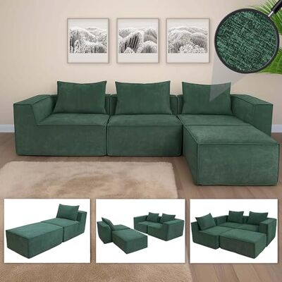 Mendler Combinaison de canapés HWC-O54 63x270x190cm Vert Mendler Combinaison de canapés HWC-O54 63x270x190cm Vert