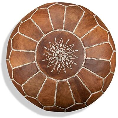 Poufs&Pillows Pouf artisanal en cuir Fait main Livré rembourré Ottoman, repose-pieds, coussin de sol (Marron Cognac) Poufs&Pillows Pouf artisanal en cuir Fait main Livré rembourré Ottoman, repose-pieds, coussin de sol (Marron Cognac)
