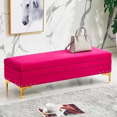 WIKKASSEIR Banc ottoman de rangement luxueux, repose-pieds ottoman rembourré en velours, banc de lit avec rangement, banc d'entrée de salon moderne, tabouret à langer (couleur : gris clair, taille : WIKKASSEIR Banc ottoman de rangement luxueux, repose-pieds ottoman rembourré en velours, banc de lit avec rangement, banc d'entrée de salon moderne, tabouret à langer (couleur : gris clair, taille :