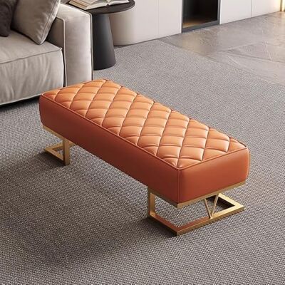 CWCQGH Banc ottoman polyvalent en cuir – Tabouret élégant à langer pour chambre à coucher, salon, extrémité de lit et vestiaire, parfait pour la maison, orange, 100 cm CWCQGH Banc ottoman polyvalent en cuir – Tabouret élégant à langer pour chambre à coucher, salon, extrémité de lit et vestiaire, parfait pour la maison, orange, 100 cm