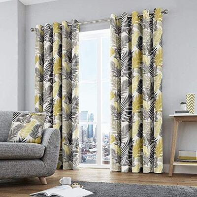 Fusion Home Furnishings Tropical Housse de Coussin Jaune Ocre 43 x 43 cm, Ocre, Curtains: 66" Width x 72" Drop (168 x 183cm) Fusion Home Furnishings Tropical Housse de Coussin Jaune Ocre 43 x 43 cm, Ocre, Curtains: 66" Width x 72" Drop (168 x 183cm)