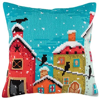 ART Coussin au point de croix en coton Multicolore 40 x 40 cm ART Coussin au point de croix en coton Multicolore 40 x 40 cm