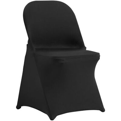 VEVOR Lot de 100 housses de chaise pliantes en élasthanne, universelles, amovibles et lavables, pour mariage, vacances, banquet, fête, célébration, salle à manger (noir) VEVOR Lot de 100 housses de chaise pliantes en élasthanne, universelles, amovibles et lavables, pour mariage, vacances, banquet, fête, célébration, salle à manger (noir)