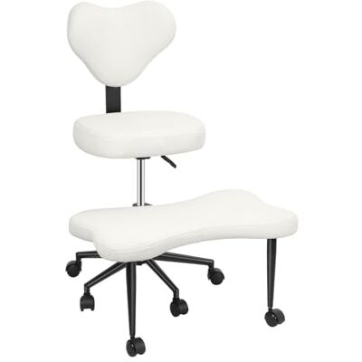 gihusrzx Chaise de bureau ergonomique croisée pour adultes – Siège et repose-pieds réglables en hauteur avec roulettes – Support dorsal pour yoga gihusrzx Chaise de bureau ergonomique croisée pour adultes – Siège et repose-pieds réglables en hauteur avec roulettes – Support dorsal pour yoga