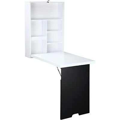HOMCOM Bureau Mural Pliable Bureau Mural Rabattable Suspendu MDF Blanc HOMCOM Bureau Mural Pliable Bureau Mural Rabattable Suspendu MDF Blanc