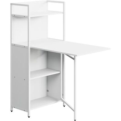 Vicco Bureau "Savio", Blanc, 57x30cm avec plateau de table pliant, utilisable comme table murale rabattable avec surfaces de rangement Vicco Bureau "Savio", Blanc, 57x30cm avec plateau de table pliant, utilisable comme table murale rabattable avec surfaces de rangement