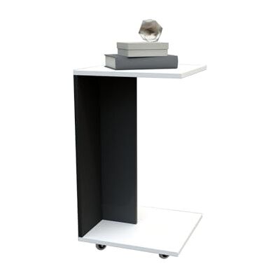 Happy Babies Table d'appoint avec roulettes en forme de C, table basse mobile, table de salon pour café et ordinateur portable, 40 x 40 x 70 cm, blanc graphite Happy Babies Table d'appoint avec roulettes en forme de C, table basse mobile, table de salon pour café et ordinateur portable, 40 x 40 x 70 cm, blanc graphite