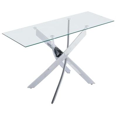 Unique Table console Cosima L 120 cm x l 44,5 cm x H 75 cm Verre de sécurité Transparent, argenté Unique Table console Cosima L 120 cm x l 44,5 cm x H 75 cm Verre de sécurité Transparent, argenté