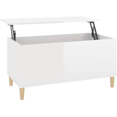 vidaXL Table Basse, Table d'Appoint avec Plateau Relevable, Bout de Canapé avec Compartiment, Meuble de Rangement Salon, Scandinave, Brillant Bois d'Ingénierie vidaXL Table Basse, Table d'Appoint avec Plateau Relevable, Bout de Canapé avec Compartiment, Meuble de Rangement Salon, Scandinave, Brillant Bois d'Ingénierie
