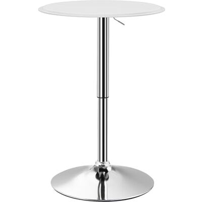 HOMCOM Table de Bar Table Bistro Mange-debout Chic Style Contemporain Hauteur réglable 67-93 cm Ø 63 cm Plateau pivotant 360° métal chromé PU blanc HOMCOM Table de Bar Table Bistro Mange-debout Chic Style Contemporain Hauteur réglable 67-93 cm Ø 63 cm Plateau pivotant 360° métal chromé PU blanc