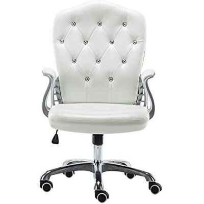 Widppsopt Chaise de bureau pivotante ergonomique rembourrée en cuir synthétique pour chambre à coucher, femme et adulte Widppsopt Chaise de bureau pivotante ergonomique rembourrée en cuir synthétique pour chambre à coucher, femme et adulte