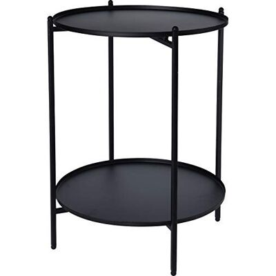 Spetebo Table d'appoint pliante en métal Noir 50 x 35 cm 2 étagères Spetebo Table d'appoint pliante en métal Noir 50 x 35 cm 2 étagères