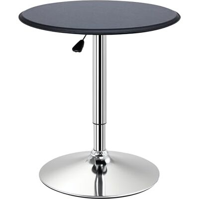 HOMCOM Table de Bar Bistro Mange-Debout Chic Style Contemporain Ronde Hauteur Réglable 67-93 cm Ø 63 cm Plateau Pivotant 360° Métal Chromé PVC Noir HOMCOM Table de Bar Bistro Mange-Debout Chic Style Contemporain Ronde Hauteur Réglable 67-93 cm Ø 63 cm Plateau Pivotant 360° Métal Chromé PVC Noir