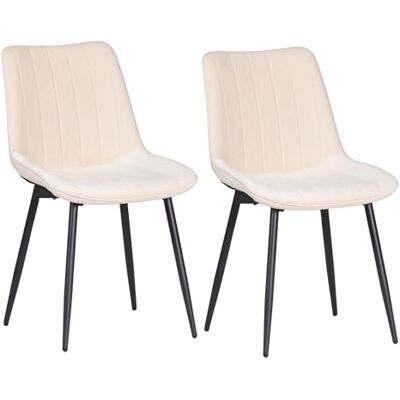 Albatros BOSA Lot de 2 chaises de salle à manger, de cuisine, au look rétro, ergonomiques et rembourrées, avec housse en velours et pieds en métal, confortables et faciles d'entretien, pour salle à Albatros BOSA Lot de 2 chaises de salle à manger, de cuisine, au look rétro, ergonomiques et rembourrées, avec housse en velours et pieds en métal, confortables et faciles d'entretien, pour salle à