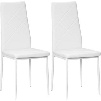 HOMCOM Chaise Salle à Manger Lot de 2, Chaise de Cuisine Moderne avec Dossier Haut, siège rembourré, revêtement synthétique et Pieds en Acier, pour Salon, Salle à Manger, Blanc HOMCOM Chaise Salle à Manger Lot de 2, Chaise de Cuisine Moderne avec Dossier Haut, siège rembourré, revêtement synthétique et Pieds en Acier, pour Salon, Salle à Manger, Blanc