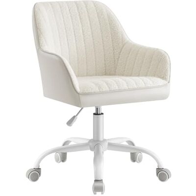 SONGMICS OBG012W01 Chaise de bureau pivotante en cuir synthétique avec rembourrage en mousse Sherpa Hauteur réglable Pour bureau, bar, cappuccino beige/nuage SONGMICS OBG012W01 Chaise de bureau pivotante en cuir synthétique avec rembourrage en mousse Sherpa Hauteur réglable Pour bureau, bar, cappuccino beige/nuage