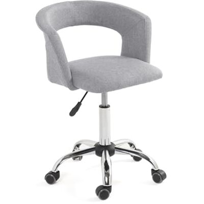Kayelles Chaise de Bureau compacte et Design, siège Tissu rembourré, Dossier avec accoudoirs, Hauteur réglable, pivotant à 360°, roulettes Souples, Pied métal chromé AYA (Gris) Kayelles Chaise de Bureau compacte et Design, siège Tissu rembourré, Dossier avec accoudoirs, Hauteur réglable, pivotant à 360°, roulettes Souples, Pied métal chromé AYA (Gris)