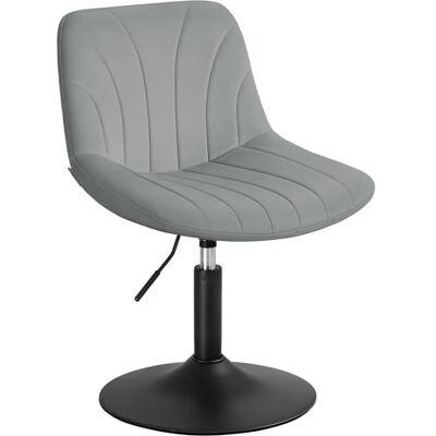 VASAGLE Chaise de Maquillage avec Dossier, en Velours Tabouret de Coiffeuse, Réglable en Hauteur, Pivotant à 360°, 43 x 46,5 x (65,5-77,5) cm, Gris et Noir, TYRA LJB160GD01 VASAGLE Chaise de Maquillage avec Dossier, en Velours Tabouret de Coiffeuse, Réglable en Hauteur, Pivotant à 360°, 43 x 46,5 x (65,5-77,5) cm, Gris et Noir, TYRA LJB160GD01
